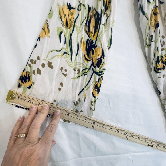 Free People Blouse Womens Medium Multicolor Floral Boho V Neck Tunic Top - Picture 9 of 12